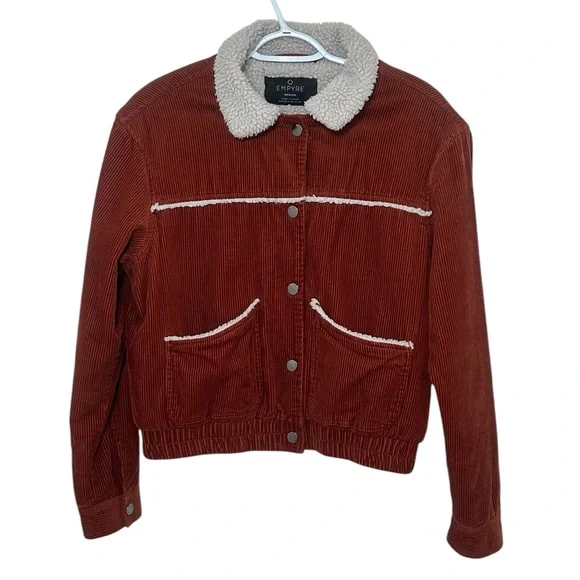 Empyre Rust Corduroy Sherpa Trucker Jacket Faux Shearling Lined Size M - Picture 3 of 7
